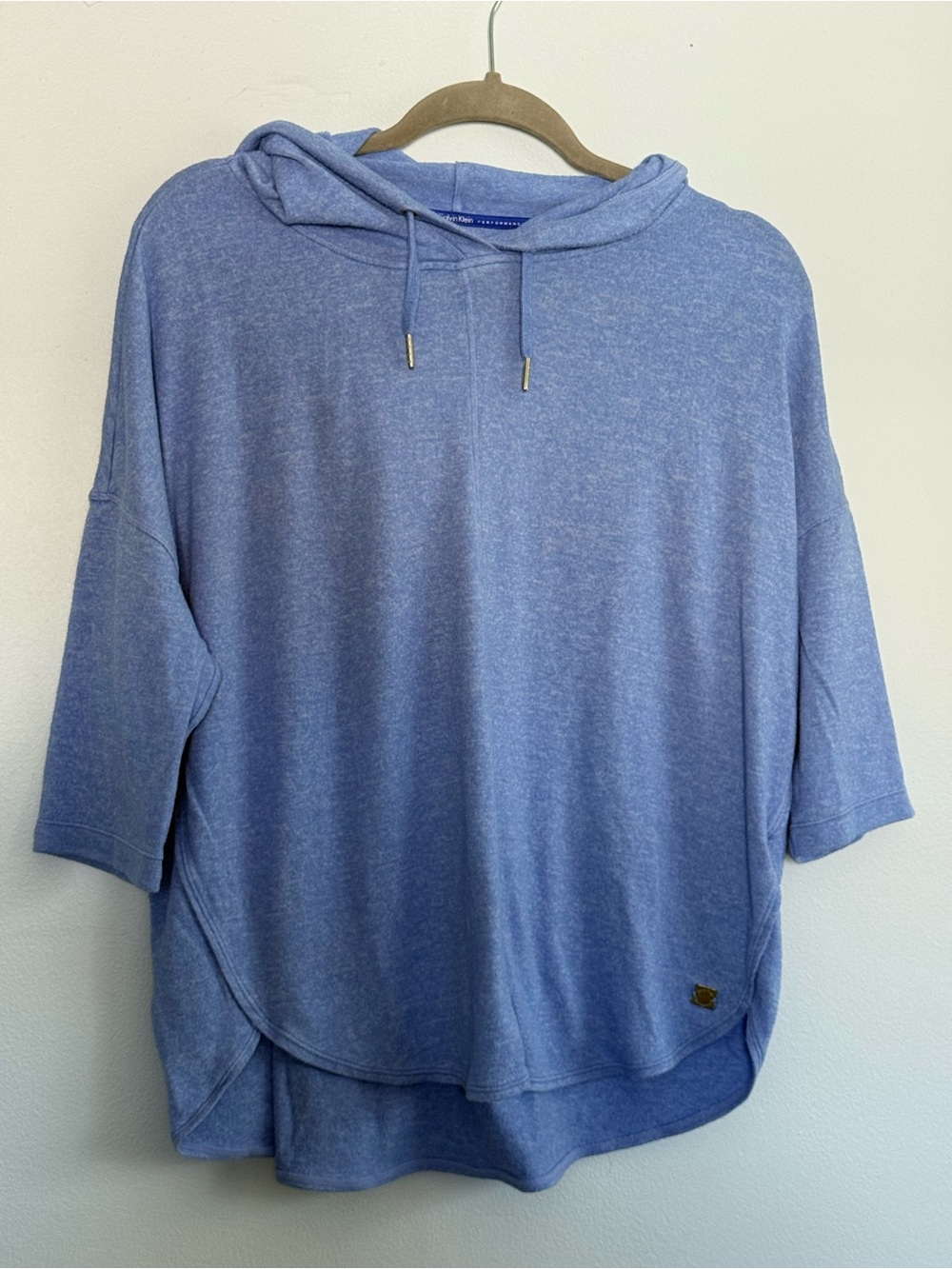 Calvin Klein Heather Blue Short Sleeve Hooded Pullover